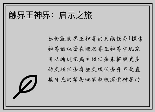 触界王神界：启示之旅